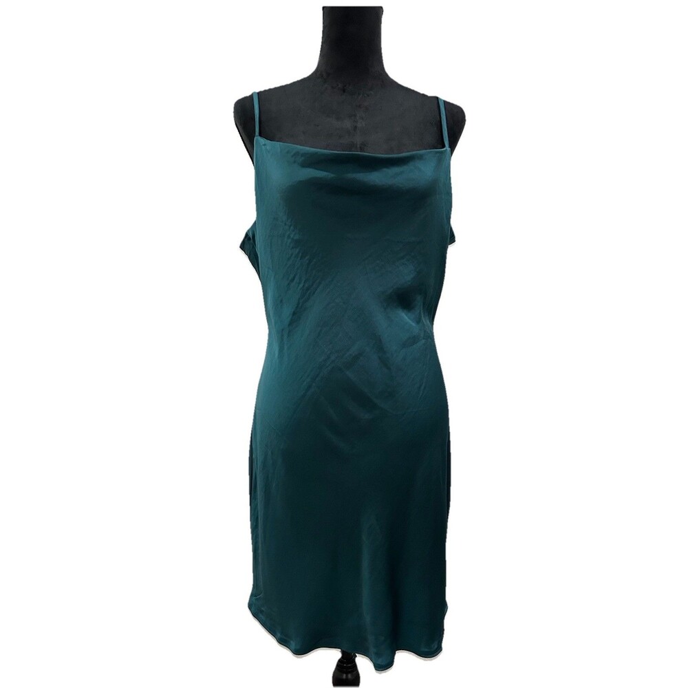 Altard State  Womens Sz 4 Slip Dress Mini Hunter Green Satin Adjustable Straps